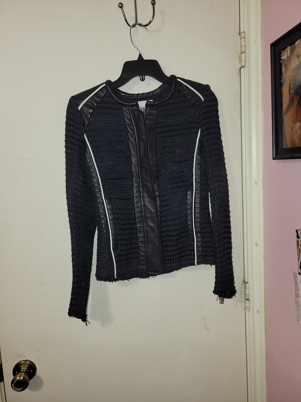 Iro Giana Leather Pad Piping Accordion Pleated Tech Jacket